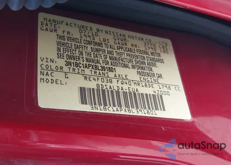 2011 Nissan Versa 1.8S from USA, damaged, VIN 3N1BC1APXBL391801